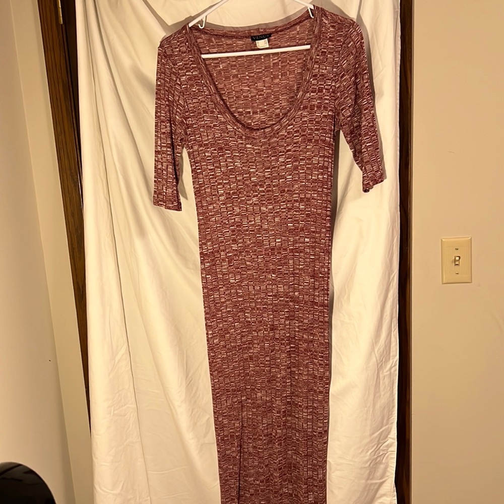 Venus Red white Square Pattern  Long Dress Size M